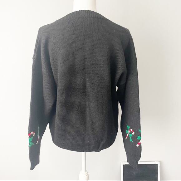 Charter Club vintage black wool Christmas holiday bear sweater size large - Picture 3 of 6